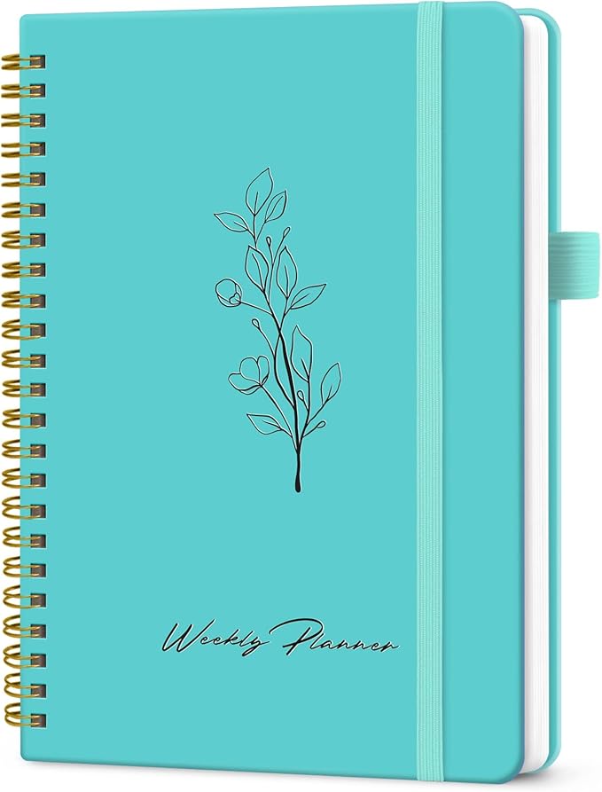 Undated Weekly Planner, Weekly To Do List Notebook with Goal & Habit Tracker Organizer, A5 Weekly Planner Notebook with Spiral Binding, 6.1" x 8.2" - Aquamarine