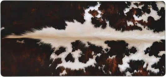 Gaming Mouse Pad, Large Non-Slip Rubber Base Mousepad, Keyboard Mouse Mat, Desk Pad with Stitched Edges,35.4x15.7inch, Brown Cowhide