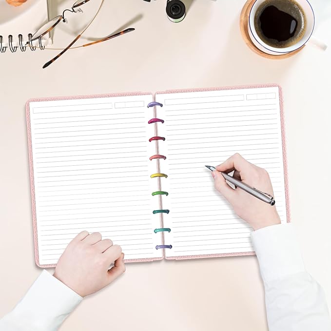 200 Sheets 9-Disc Discbound Lined Refills Paper for Happy Planners Insert, Classic Size Lined Paper, 100gsm White Paper, 7" x 9.25"