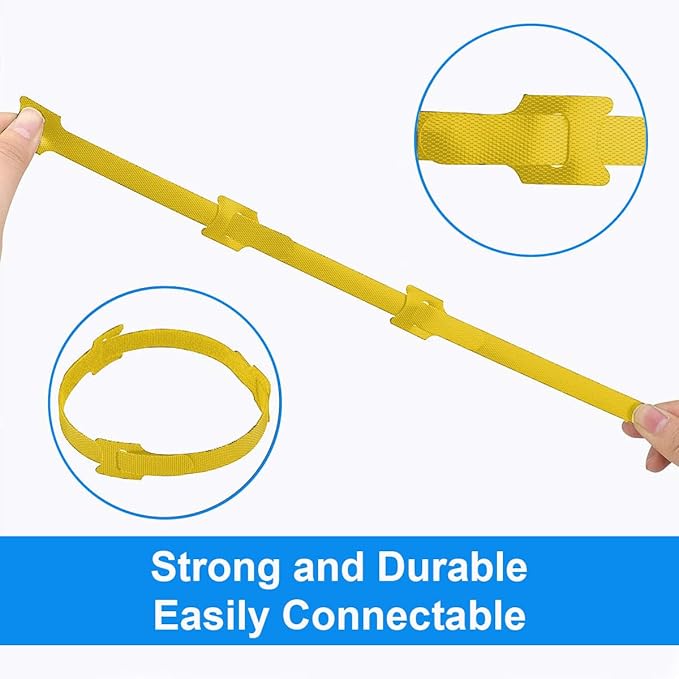 60 PCS 6 Inches Reusable Cable Ties, Adjustable Cord Straps, Cable Organizer, Cord Wrap and Hook Loop Cords Management -yellow