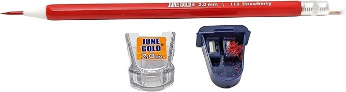 June Gold 2.0 mm Sharpener for Graphite or Color Leads, Self-Contained Shavings, Portable (2 Pack)