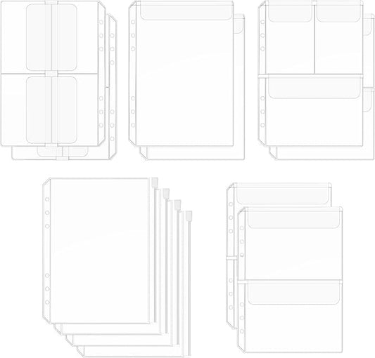 12PCS Clear A5 Binder Zipper Inserts - Premium A5 Binder Accessories with 6 Holes, Binders Inserts Folders for Refillable Planner, Perfect for Travelers Notebook Insert Calendar Organizers