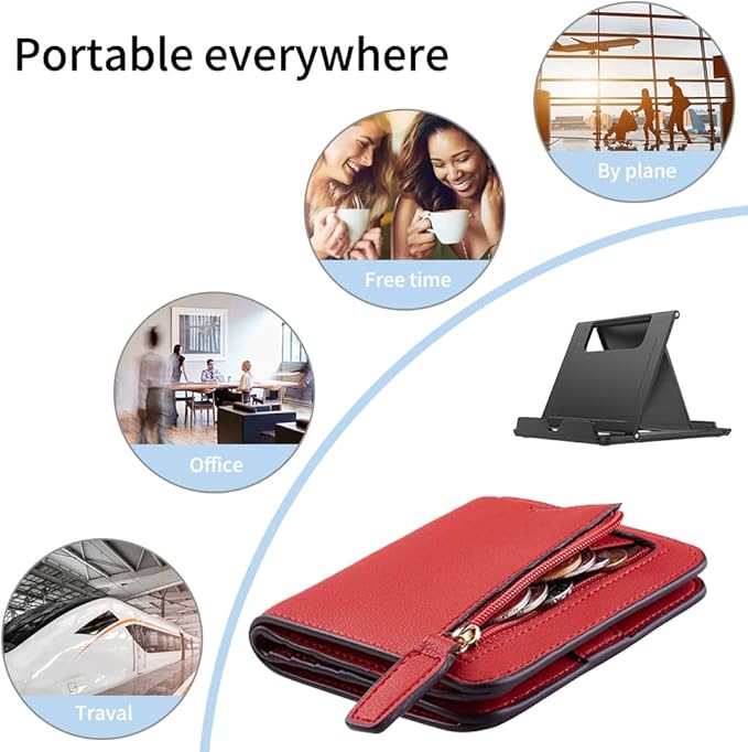 4 Pack Portable Cell Phone Stand Holder for Desk, Foldable Pocket-Sized Mount, Universal Adjustable Desktop Mobile Phone Kickstand Compatible with iPhone IPads Kindle Android Colorful