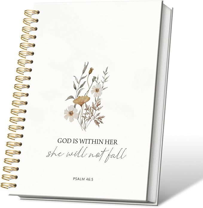 Christian Bible Journal for Women Notebook,God is Within Her She Will Not Fall Spiral Notebook Hardcover,College Ruled Notebook Journal for Writing,Christian Gifts for Women Friend Teens, 5.5x8.3