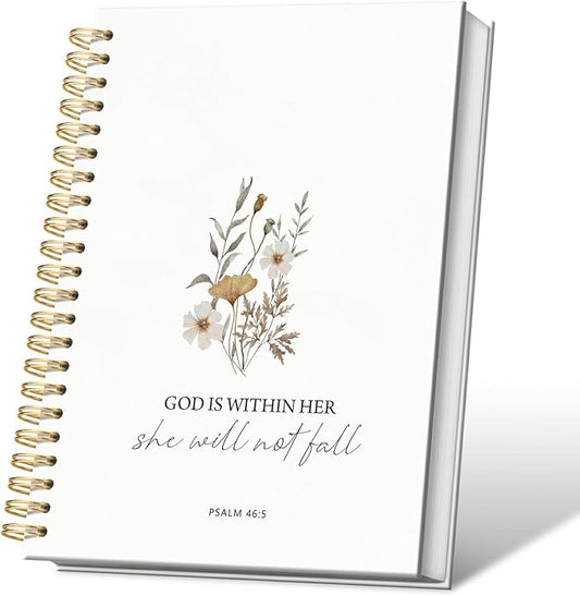 Christian Bible Journal for Women Notebook,God is Within Her She Will Not Fall Spiral Notebook Hardcover,College Ruled Notebook Journal for Writing,Christian Gifts for Women Friend Teens, 5.5x8.3