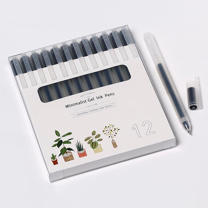 OBE WISEUE Fine Point Smooth Witing Rollerball Teacher Pens,Black Ink Bullet Pen Tip 0.5mm Point Ultra Light Writing Japanese Style Pens for Journaling Note Taking Drawing,12 Count