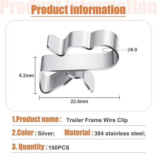 Zhengmy 150 Pcs Trailer Frame Wire Clips Stainless Steel Metal Cable Clips 22.5 mm/ 0.89 Inch Solar Panel Double Wire Clamps Trailer Clamps for PV Wiring Boat Cable