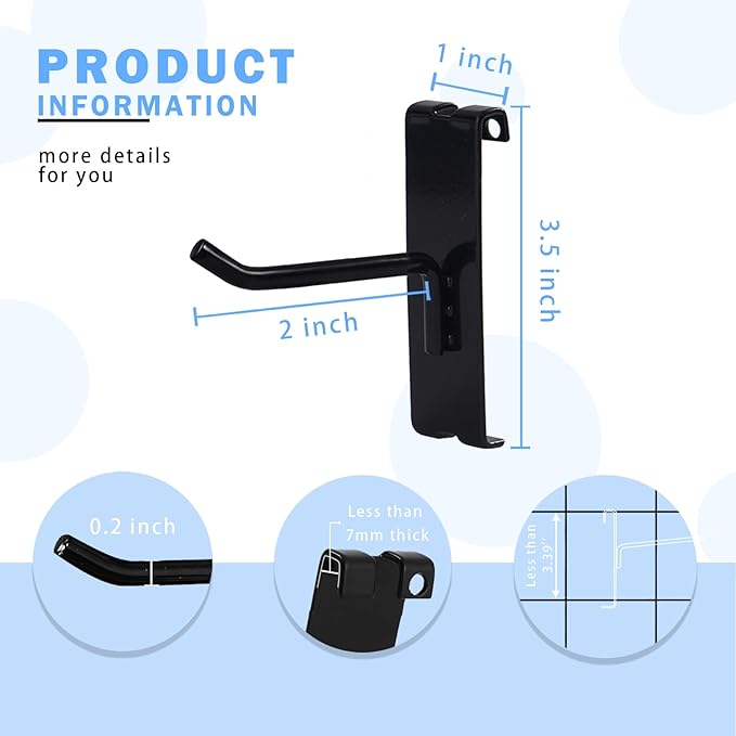 Gridwall Hooks 2 Inch, 100PC Heavy Duty Black Display Hooks for Grid Wall Panels, Grid Wall Accessory for Retail Store, Home Stroage, Garage, Trade Show