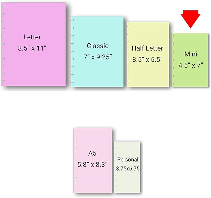 Undated Weekly Planner Inserts fits 7-Disc Mini Planners, and NOTIQ Mini Capsule (S6) (4.5 x 7 inches) Calendar Refills Weekly Calendar Inserts, Undated Weekly Planner (7 Disc Mini)