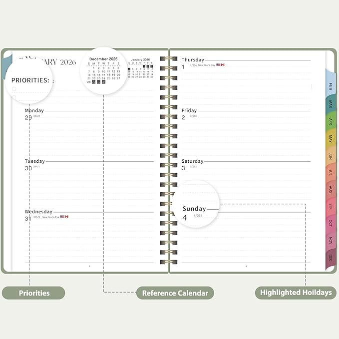 2026 Planner, 8.5" x 11" Weekly and Monthly Large Calendar Planner, Letter Size, Jan - Dec 2026, Hardcover Daily Agenda and Organizers for School Essentials & Office Supplies