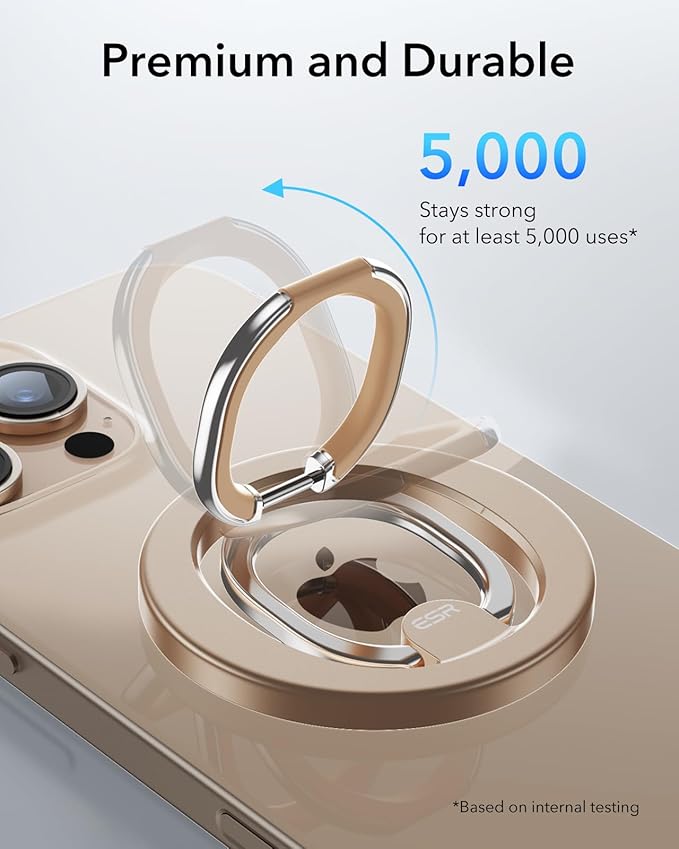 ESR for MagSafe Ring Holder, for MagSafe Phone Grip, Magnetic Phone Ring Holder, Magnetic Phone Grip with 2-Way Adjustable Stand for iPhone 17/16/15/14/13/12, S25, Pixel 10, Phone Accessories,Titanium