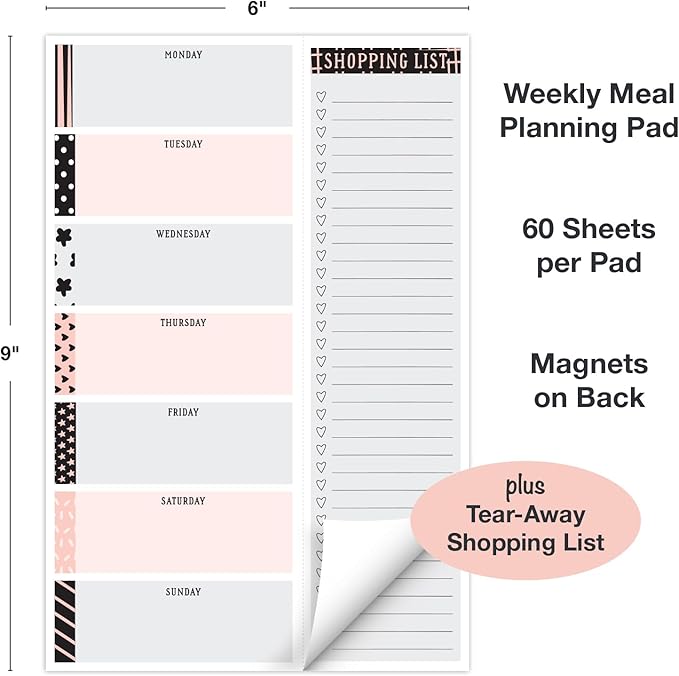 Global Printed Products 6" x 9" Vertical Meal Planning Pad, 60-Sheets, Scrapbook