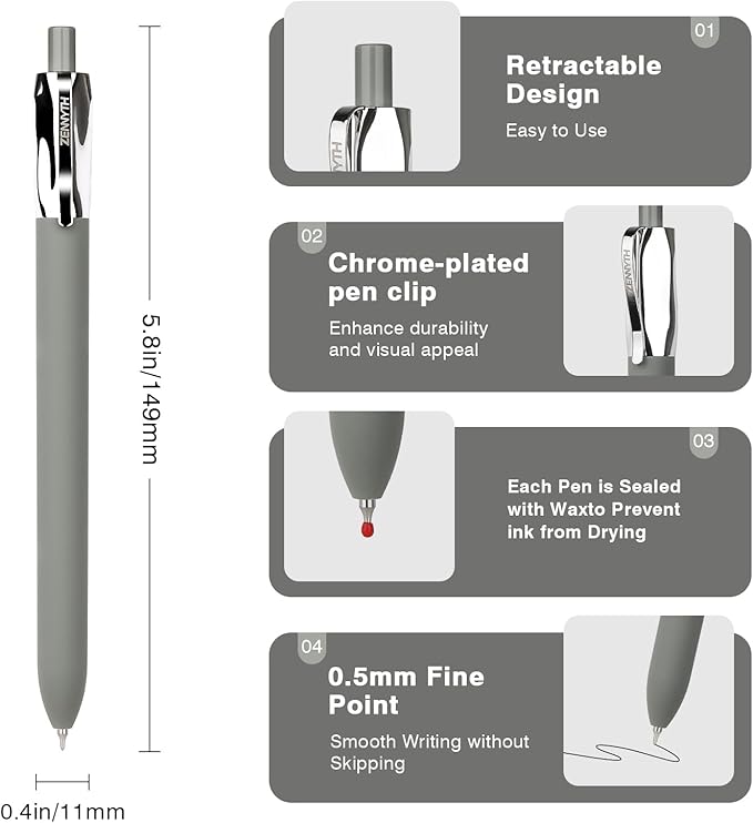 Ddaowanx Gel Pens,5Pcs Fine Point Smooth Writing Pens,0.5mm Quick Dry Black Ink for Journaling,Writing,Note Taking,Office&School Supplies,Aesthetic Desk Accessories for Women
