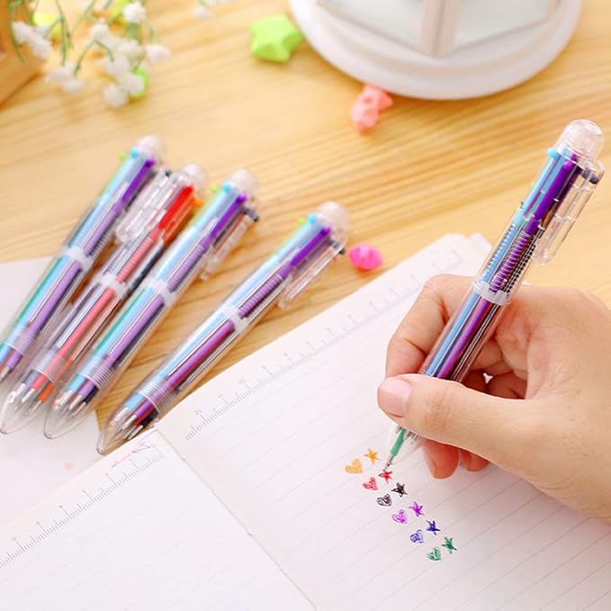 Hutou 24 Pack Multicolor Ballpoint Pens 0.5mm 6-in-1, 6 Colors Retractable Ballpoint Pens for Office School Supplies Students Children Gift, Kids Party Favors Pen(24 Pack)