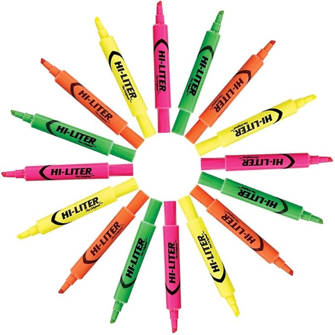 Avery Hi-Liter Desk-Style Highlighters, Smear Safe Ink, Chisel Tip, 4 Assorted Color Highlighters (24063)