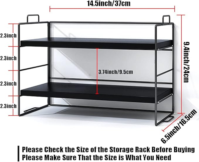 SIDIANBAN Desktop Organizer Shelf Office Storage Rack Adjustable Display Shelf for Office Supplies（Black）