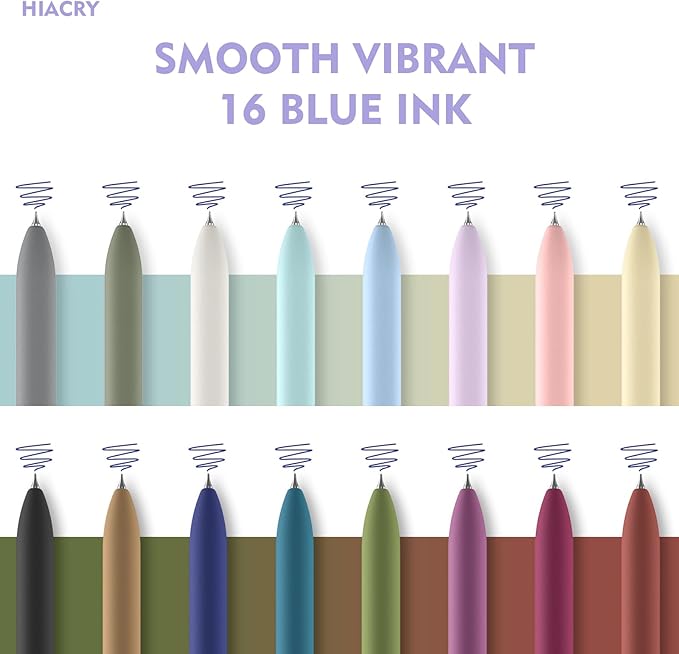 16Pcs Blue Ink Gel Pens，Quick-Dry 0.7mm Fine Point Fidget Pens for Smooth Writing, Journaling & Drawing, Aesthetic Pen for Women, School & Office Supplies (Vintage + Morandi Blue Ink 16Pack