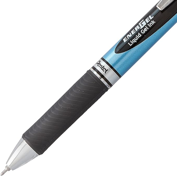 Pentel Energel 0.5 mm, Black Needle Tip Pens - Rtx Retractable Pack of 10 Pens