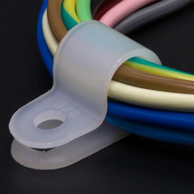 200 Pcs White Nylon U-Type Cable Clamp 1/8 Inch Cable Organizer Assortment Kit for Wire Management