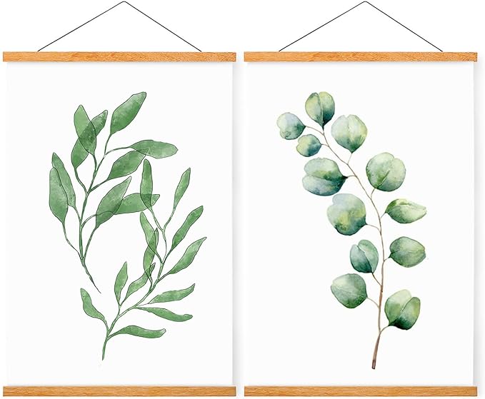 WITCOLOR 2 Pack Poster Hanger Frame, Teak Style 22inch Wide Magnetic Frame for Wall Decor Art Painting, Magnet Poster Hanger for Photos, Pictures, Prints, Maps, Scrolls and Canvas Artwork