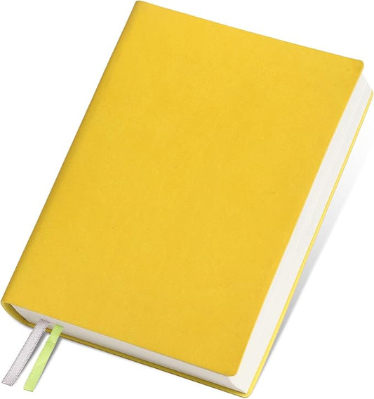 DreamDove Thick Blank Journal Notebook 400 Pages 3.9 × 5.5 No Lines Soft Leather Blank Notebook for Women Drawing Book Memo Writing Sketch Diary Notebook- Upgrade100GSM Paper (Lemon Yellow-400 Page)