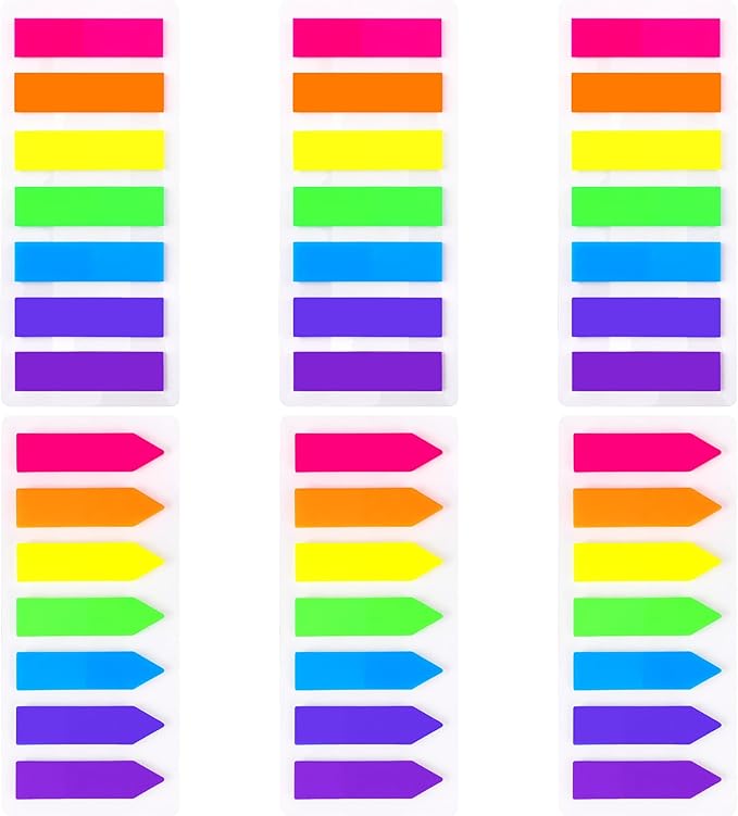 280 Pcs Sticky Tabs, Sticky Note Tabs, Page Markers Bright Sticky Tabs, Small Sticky Notes Flags and Arrow Flags, Fluorescent Index Tab Stickers for Notebooks (7 Colors)