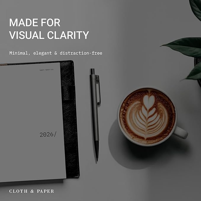 Cloth & Paper 2026 Front & Monthly Vellum Planner Dashboard Overlays | A5 Size 5.8 x 8.3 Inches | 13-Piece Set for 6-Ring A5 Planners, Undated, Transparent Heavyweight Paper, Pre-Punched
