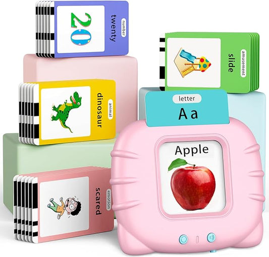 ABC Talking-Flash-Cards with 252 Sight Words, Valentine's Day Birthday Gifts for Girls 2 3 4 5 6 Years, Language Therapy Toys for Autistic Children, Learning Toys for Toddlers Ages 2-6, Pink