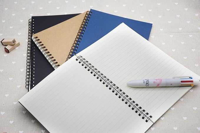 YYaaloa 8-Pack A5 Lined Sketch Book Soft Cover Spiral Notebooks Journals 120 Pages 5.7" x 8.3" Cream colored paper (A5 Lined 4 color 8pcs)
