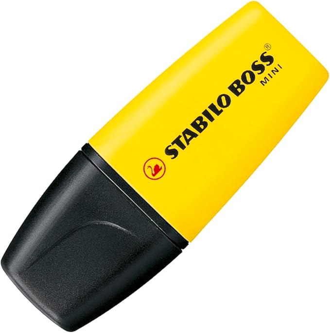 STABILO BOSS Mini Highlighter Set, 3-Color, Yellow, Pink, and Blue