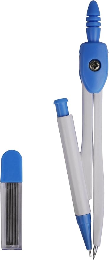 Maths Set Pastel Blue 9PCS Set, Geometry Set Square 4PCS Pack, Compass, Mechanical Pencil, Pencil Leads, Eraser Included in A RE-USABL Plastic Box, Nice Back to School Stationery Set for Students