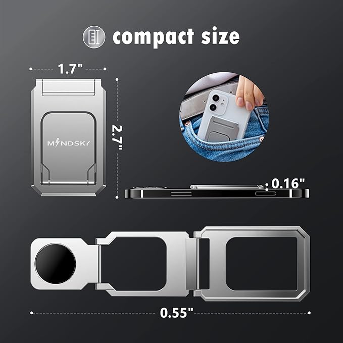 Phone Ring Holder Finger Kickstand 360°Rotation Cellphone Back Grip Foldable Cell Phone Stand for Desk Compatible with iPhone iPad Smartphones Tablets (Aluminum Alloy Silver)