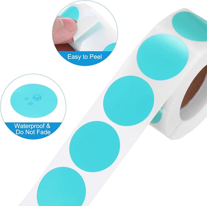 uxcell 500pcs Light Blue Round Stickers Roll 1 Inch Self-Adhesive Stickers Coding Label Removable for DIY Crafts Homework, Office, Shop, Home, Classroom Marking