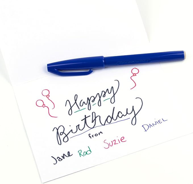 Pentel Sign Pen Fiber-Tipped Pen, Blue Ink, Box of 12 (S520-C)
