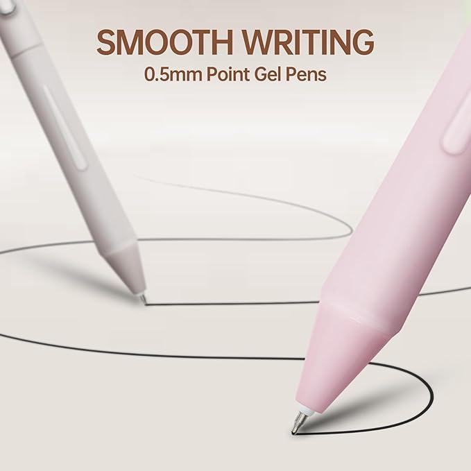 0.5mm Gel Pens Black Ink Pen Gel Retractable Pens for Smooth Writing Office Supplies (12-count)