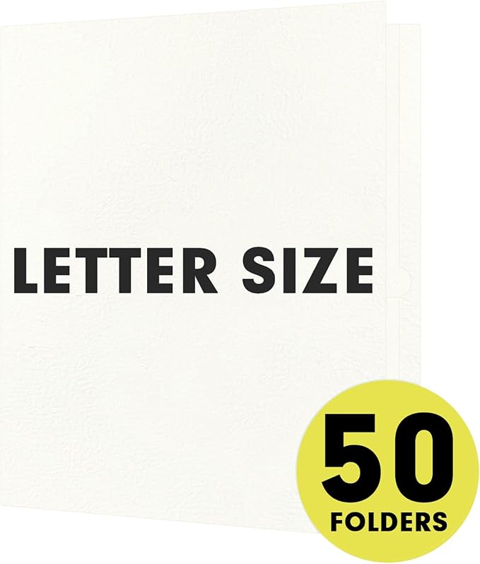 Two Pocket Folders, 50 Pack 2 Pocket Folders Fit Letter Size Paper, Paper Folders with Pockets for School Office Business Home (White)