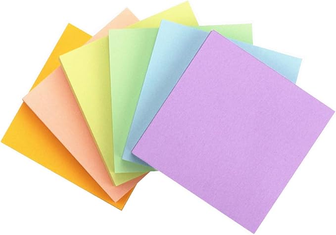 Early Buy Sticky Notes 3x3 Inches, 6 Pastel Color, 100 Sheets/Pad, Repositionable Self-Stick Notes, for Office, School, Home