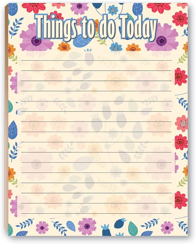 Stonehouse Collection | Floral Notepads | 4 To Do List Assorted Notepads | USA Made Blank Notepads (Floral)