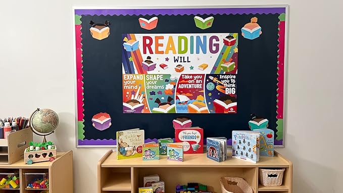 Sproutbrite Classroom Decorations - Reading Banner and Poster for Teachers - Bulletin Board and Wall Decor for Pre School, Elementary and Middle School Themes