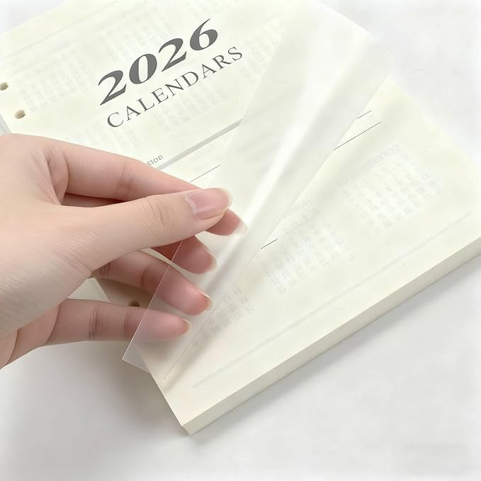 2026 A5 Weekly & Monthly Planner Binder Refill, 5.8"x8.3" 176 Page Planner Refills for A5 Binder, 6-Hole Punched, Daily Planner with Calendar, Contact Pages and Notes (Beige-2026)