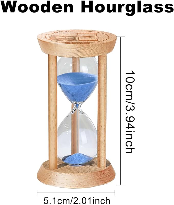 2 Minute Sand Timer, 2 Min Wooden Hourglass, Wood Mini Sand Clock, Two Minute Sandglass, Reloj De Arena, Small Hour Glass for Toothbrush Timer, Kitchen, Desk Decor, Work, Game, Gift, Blue