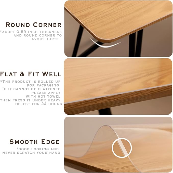 Clear Desk Mat Frosted, Clear Desk Pad 24 x 17 in, Desk Protector Mat for Office & Home Working, Table Protector Anti-Water & Heat Resistant