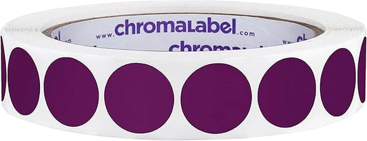 ChromaLabel 3/4 Inch Circle Sticker Labels, Easy to Write On Round Colored Stickers, Removable Sticky Dots - 1000 Color Coding Labels per Roll, Purple Label