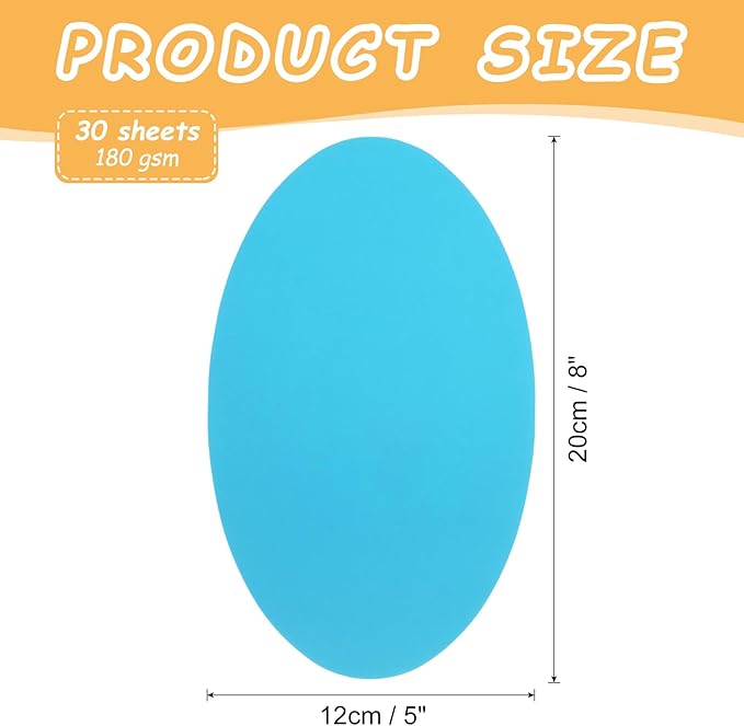 MECCANIXITY 8 Inch Oval Card Stock, 30 Pcs Colored Cutouts Paper Thick Cardstock Coaster for DIY Craft Projects Classroom Bulletin Board Decor, Blue