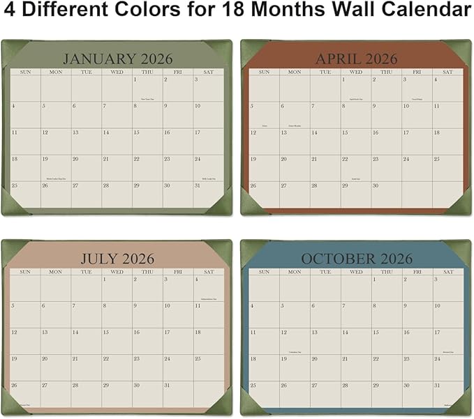 Desk Calendar 2026 with Desktop Mat, 18 Month Small Desk Pad Calendar from January 2026 to June 2027, 8.5" x 11" Desk Pad Calendar 2026-2027 for Home, School Office, Green