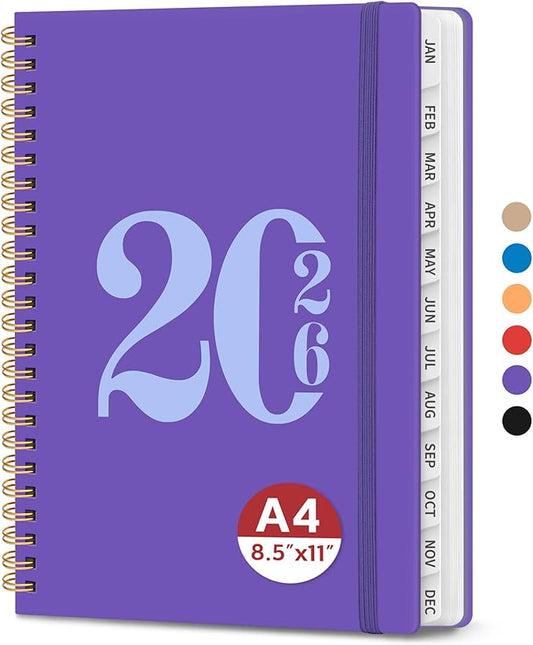 2026 Planner, Weekly and Monthly Calender Planner, Jan 2026 to Dec 2026, Hardcover 2026 Calendar Book with Tabs & Inner Pocket, Office Home School Supplies for Women & Men - A4 (8.5" x 11"), Periwinkle Blue