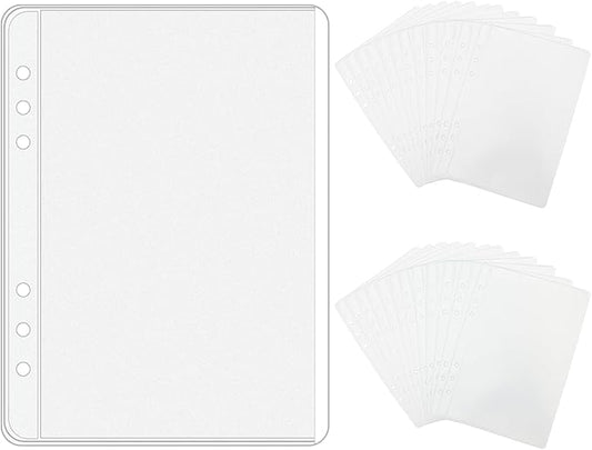 NatSumeBasics 24 A5 Binder Pockets Zipless Budget Envelopes Frost PVC Binder Insert Sleeves 5“ x 8" Sheet Protectors for 6-Ring Planner Accessories Photos Cards Bills Organizer (A5, 24pcs)