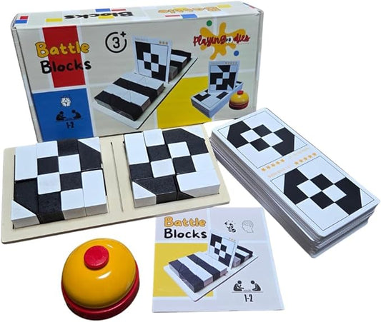 Battle Blocks Puzzle | 270 STEM & Critical 2-Player Game | Educational-yet-Fun Quick Thinking Puzzle | Learn-From-Doing: Spatial Reasoning | 3D Small Logic Brain Teasers | Indoor Game Gift