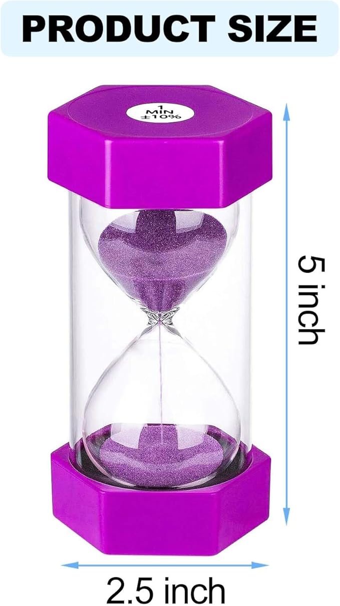 SuLiao Sand Timer 10 Minute Hourglass: Plastic Sand Clock,Small Purple Sand Watch 10 Min,Reloj De Arena,Hour Glass Colorful Sandglass Timer for Kids, Games, Classroom, Kitchen, Decor