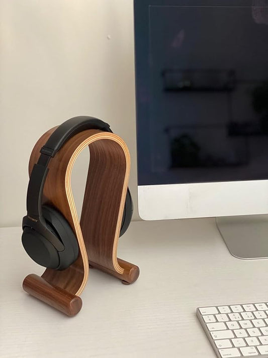 Gaming Headphone Stand Wooden Headest Hanger/Holder/Mount Omega Walnut Finish